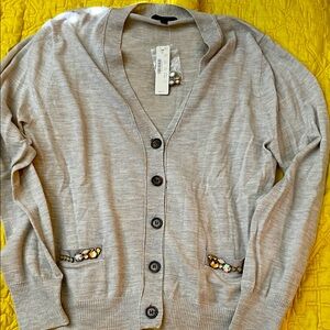 J. Crew Light Gray Cardigan with Button Accents